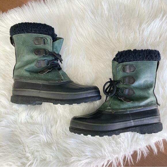 Sorel | Womens Forest Green Alpine Winter Snow Boots Leather Lace-Up Duck Rubber - Picture 1 of 8